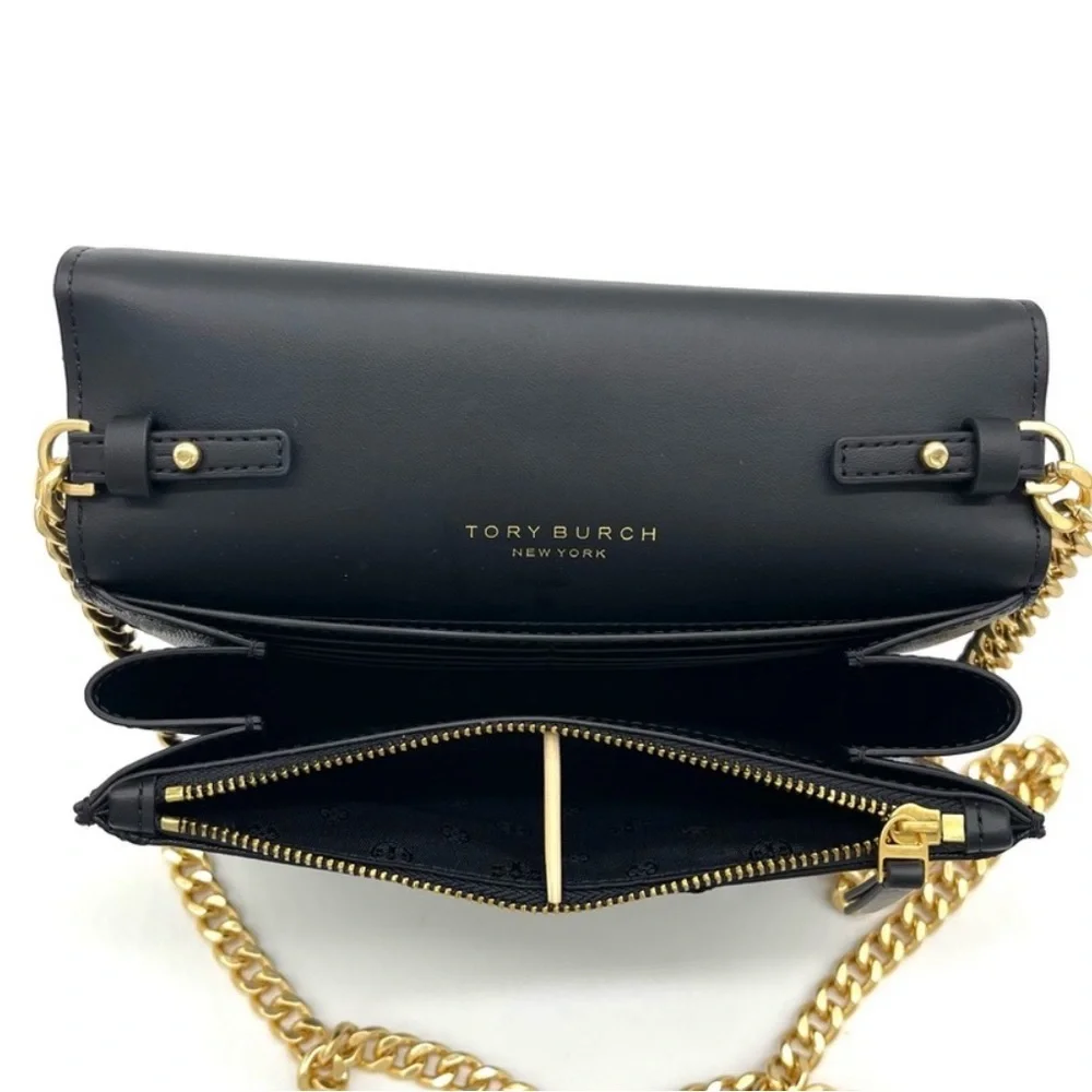 Tory Burch Navy Quilted Crossbody Bag with Gold Chain